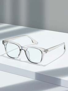 1 par de gafas ópticas cuadradas de PC unisex, con marco empotrado de remaches, adecuadas para uso diario, regalo ideal para el Día de San Valentín - Negro - Ver 2