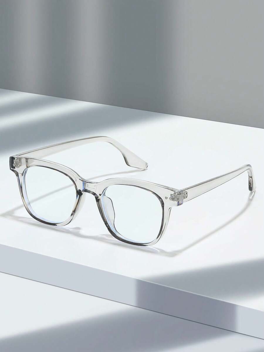 1 par de gafas ópticas cuadradas de PC unisex, con marco empotrado de remaches, adecuadas para uso diario, regalo ideal para el Día de San Valentín