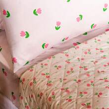 Single Bed Sheet Set 2 Pieces With Elastic Basic 180 Thread Count Printed - Pink Tulip - View 3