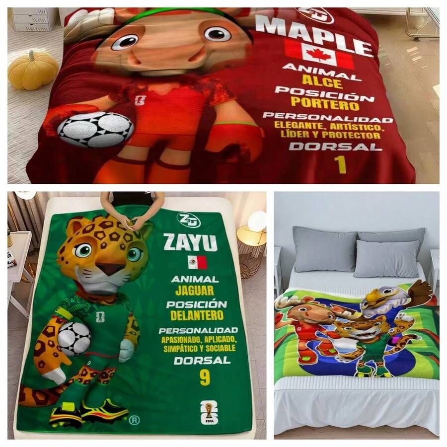 FIFA Chăn lễ hội bóng đá 2026, Chăn chủ đề tiệc bóng đá, Thiết kế ngôi sao bóng đá ngộ nghĩnh, Chăn ngủ trưa, Chăn phủ ghế sofa, Chăn ga gối đệm, Quà tặng cổ vũ, Quà sinh nhật, Quà lưu niệm lễ hội, Nhẹ, Chống bụi, Ấm cúng, Ấm áp, Thoáng khí, Khăn choàng thoải mái - Nhiều màu - Xem 1