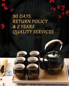 Dujust Juego de té japonés, juego de té de porcelana cian-azul con 1 juego de tetera, 6 tazas de té, 1 bandeja de té, 1 infusor de acero inoxidable, juego de té asiático para amantes del - Negro - Ver 6