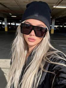 1 Pair Unisex Square Large Frame Fashion Glasses, New Arrival For International Fashion Week, Showcase Personalized And Taste, Suitable For Daily Life, Outdoor, Holiday, Driving, Travel, Party, Beach, All Seasons - Multicolor - View 1