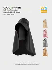 2-In-1 Detachable Face Mask & Sun Protection Shawl, UV Anti-Sun, Full Face, Wide Brim, Neck Guard, Bucket Hat Design, Ponytail Friendly - Large Shawl - View 5