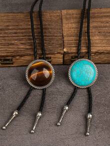 1pc/2pcs Bohemian Style Classic Large Floral Edged Retro Distressed Bolo Tie Pendant Necklace - Multicolor - View 7