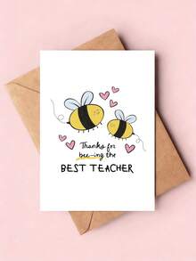1张可爱蜜蜂感谢教师卡 – 学期结束感谢卡，教师感谢卡，学校教师礼物 - 多色 - 查看 2