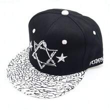 Gorra de ala plana estilo Compton para hombres, juvenil, de baile callejero y hip hop - Hexagonal negro - Ver 2
