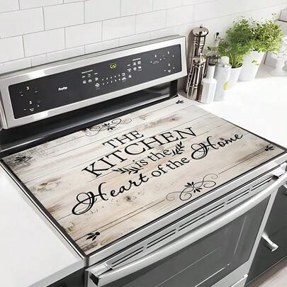 1 tấm lót thấm nước, tấm bảo vệ mặt bếp, thiết kế vân gỗ và hoa văn trang trí, thích hợp dùng làm tấm lót máy pha cà phê và bảo vệ mặt bếp kính, tấm thoát nước đa năng, quà tặng gia đình.