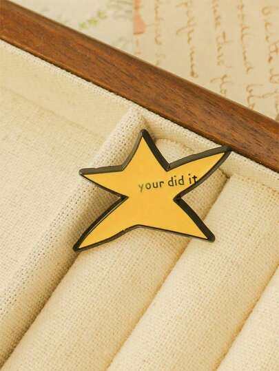 1pc Enamel Star Brooch Pin, Fun Badge Jewelry, Gift For Friends