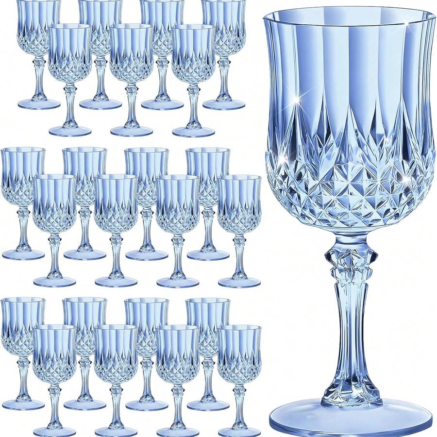 1/3/6/12pcs Vintage Diamond Textured Reusable Drinking Glass Set, Heavy Duty Champagne Flutes, Suitable For Party & Wedding Juice Cups, Dishwasher (Plastic)