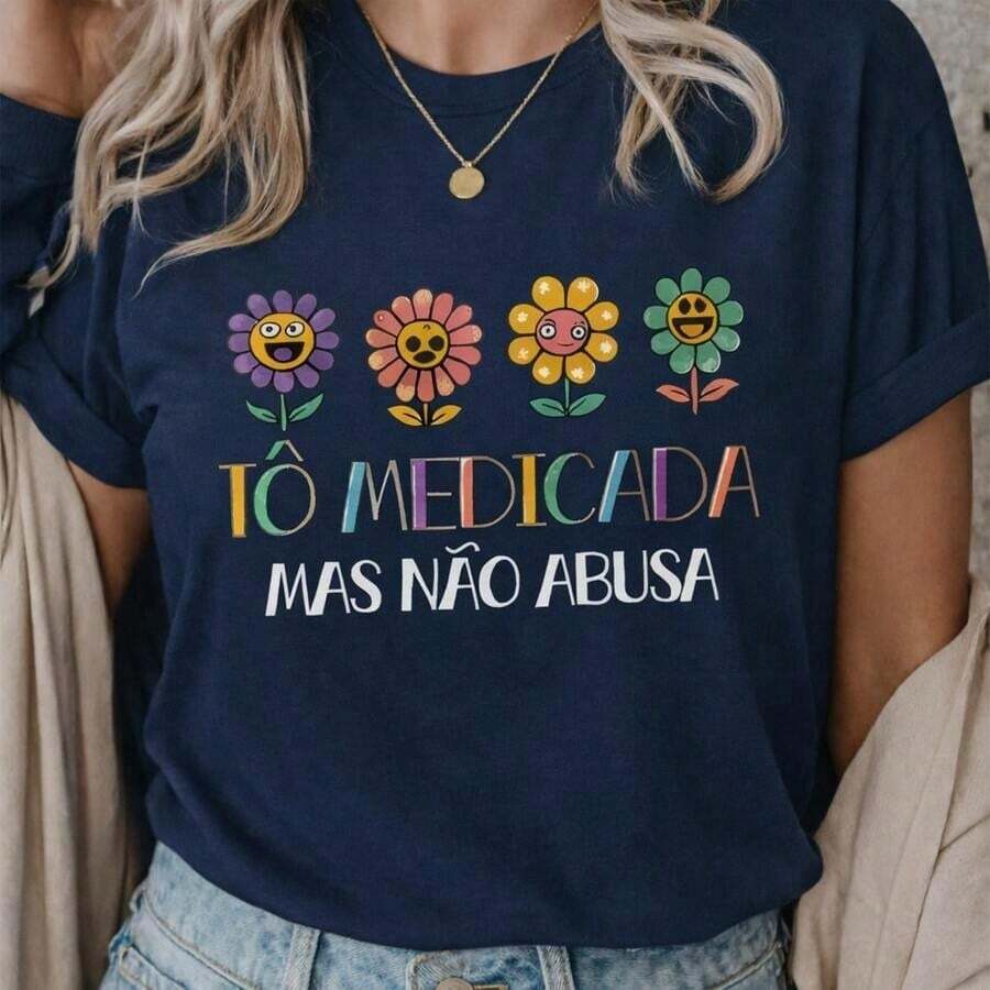 "I'm Medicated But Don't Abuse It" T-Shirt - Premium 100% Cotton - Màu xanh hải quân - Xem 1