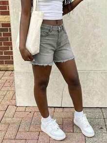 Women's Casual Loose Straight Leg Bermuda Shorts Summer - 淺灰色 - 查看 6