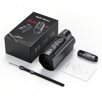 Monocular Night Vision Device Goggles 1080P HD Infrared 10X Digital Zoom Hunting Telescope Outdoor Day Night Dual Use 100% Darkness 300m(Built-In Battery)