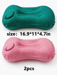 1 pieza Almohada de viaje inflable cuadrada - Soporte para el cuello para coche y avión, también adecuada como cojín lumbar, ideal para vuelos y viajes por carretera largos, accesorio de aviación cómodo, equipo de viaje elegante, material inflable, equipo de camping - Multicolor - Ver 30