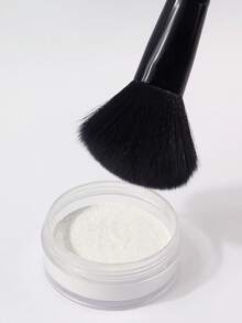 1支柔软蓬松的合成纤维散粉刷 | 黑色大号扇形化妆刷 | 散粉腮红面部化妆工具，适合初学者 - 黑色 - 查看 5