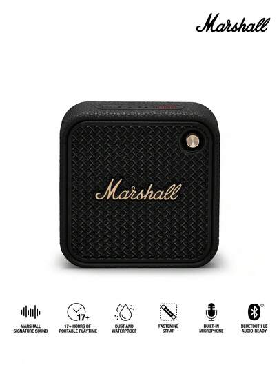 Marshall Willen II Portable Bluetooth Speaker Wireless Outdoor Mini Loudspeaker 17+ Hours Playtime IP67 Waterproof Dustproof Quick Charge Built-In Mic Deep Bass Hi-Fi Sound For Travel Beach Party