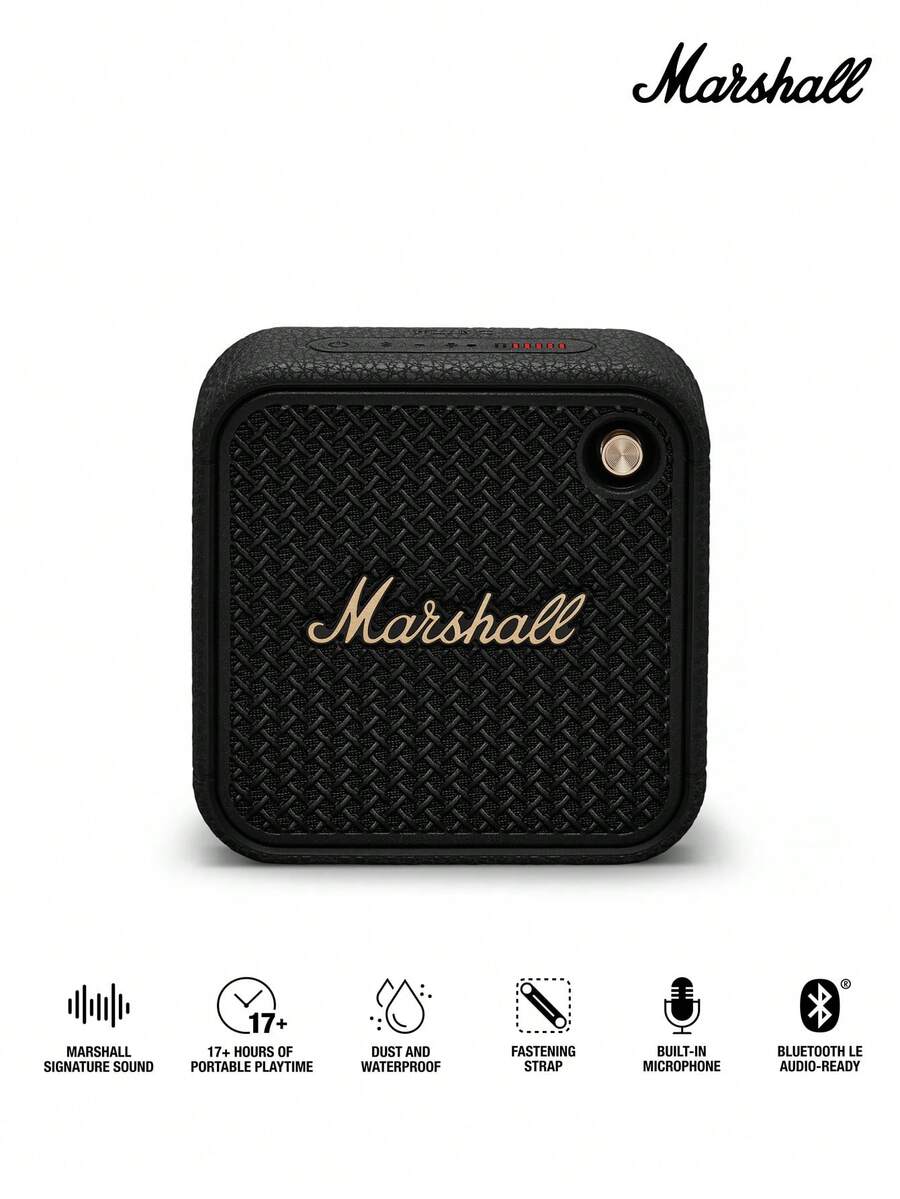 Marshall Willen II 便携式蓝牙音箱，无线户外迷你扬声器，17 小时以上播放时间，IP67 防水防尘，快速充电，内置麦克风，深沉低音，Hi-Fi 音质，适合旅行、海滩派对