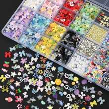 OPMADM 9000 Pcs 3D Nail Charms And Gems Bulk Y2k Cute Charms For Nails Design Kit 110 Styles Colorful Rhinestones Bows Butterfly Flower Star Beads Pearls Bubble - ColorA - 查看 3