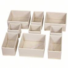 3/6/9 pièces Boîtes de rangement de style tiroir en tissu blanc, bacs de rangement pliables de tailles multiples pour sous-vêtements, chaussettes, vêtements et accessoires pour bébés, convient pour la chambre, le placard, la coiffeuse - Blanc - Voir 10