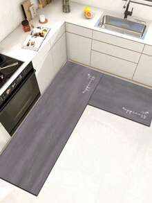 3.5mm Thick Absorbent Rubber Kitchen Mat, Modern Minimalist And Cozy Style With Cement Gray Base, Accented With White Handwritten "Happiness" Text And Minimalist Comet & Star Line Pattern, Customizable Size For Kitchen - Multicolor - View 10