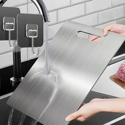 Stainless Steel Cutting Board, Antibacterial Kitchen Chopping Board With Hanging Hole, Easy To Clean Food Prep Board For Meat, Vegetables, Fruits, Kitchen