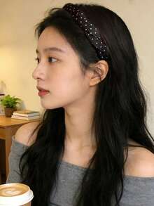 1pc Polka Dot Black & White Headband, Elegant French Style Hair Accessory - Multicolor - View 7