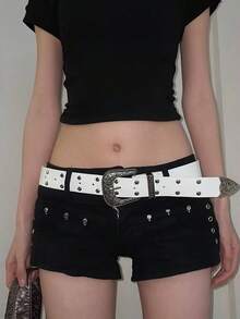 Thắt lưng phong cách retro Y2K American Baddie đa năng, khóa ghim đinh tán dập nổi, phù hợp để đeo hàng ngày, hẹn hò, ngày Valentine và các dịp khác. - Nhiều màu - Xem 4