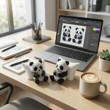 1 PC Panda Sculpture Ornament, Desktop Office Decoration, Car Decoration, Creative Animal Model, Home Gift Collectible - Multicolor - View 7