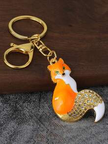 1 PC Fashionable And Cute Alloy Enamel Fox Keychain With Exquisite Style. Suitable For Both Men And Women. A Bag Charm. The Perfect Gift For Friends. - Multicolor - View 10