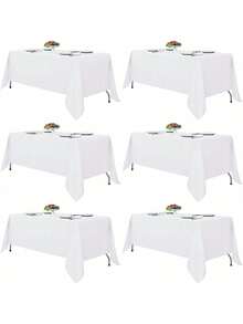 60*102 Inch White Rectangular Polyester Tablecloth, Suitable For 8ft Rectangular Tables, Wrinkle-Resistant And Washable Polyester Tablecloth For Dinner, Party, Outdoor Wedding And More - Multicolor - View 1