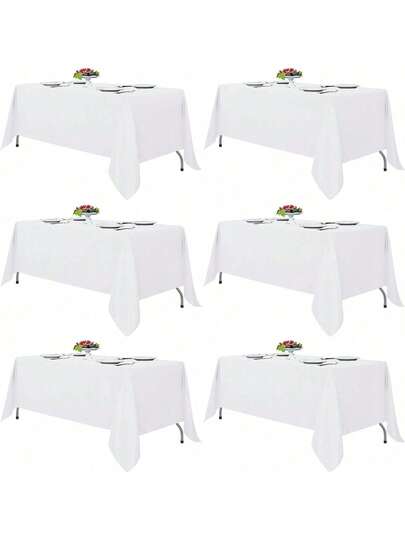 Khăn trải bàn màu trắng hình chữ nhật 60*102 inch, khăn trải bàn bằng polyester cho bàn chữ nhật 8 feet, khăn trải bàn polyester chống nhăn, có thể giặt được, thích hợp cho bữa tối, tiệc tùng và cắm trại, đám cưới ngoài trời.