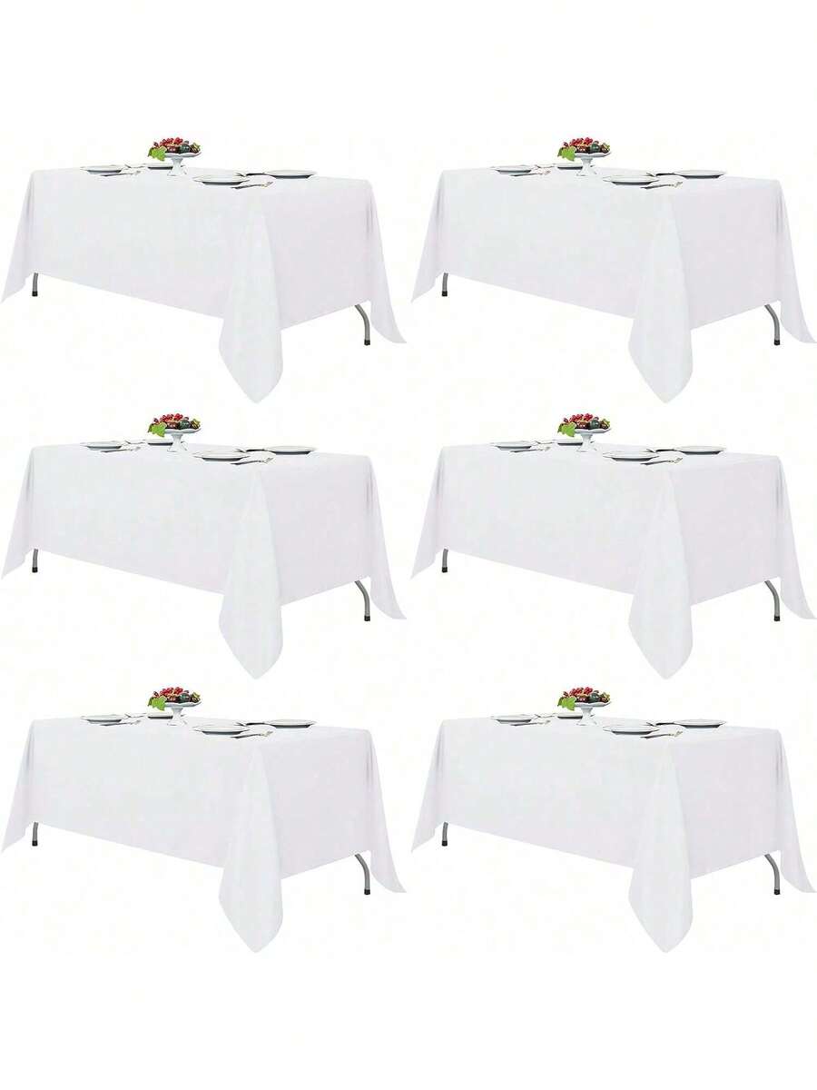 60*102 Inch White Rectangular Polyester Tablecloth, Suitable For 8ft Rectangular Tables, Wrinkle-Resistant And Washable Polyester Tablecloth For Dinner, Party, Outdoor Wedding And More - Multicolor - View 1