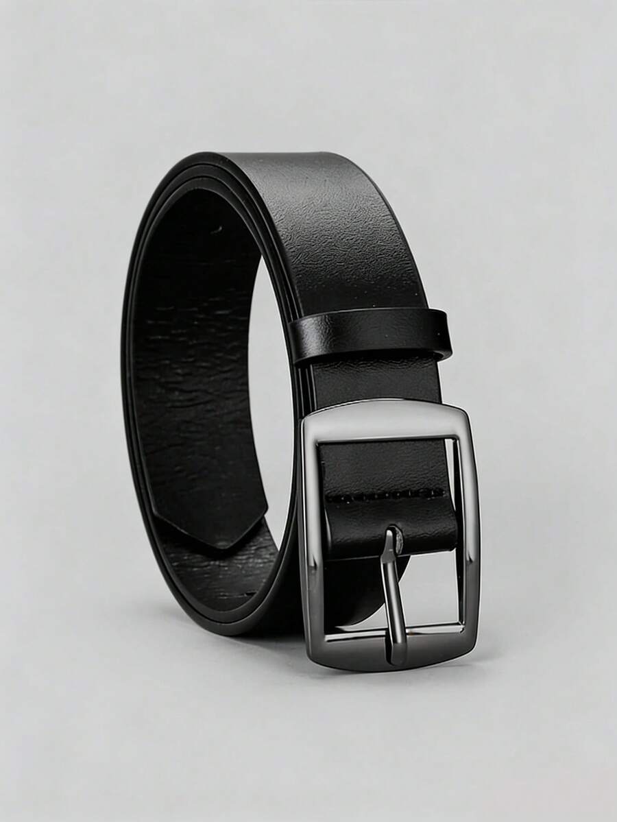 1条黑色枪形日文字符皮带扣，多功能男士皮带 - 黑色 - 查看 1