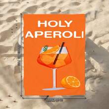 1pc "Holy Aperol" Beach Towel, Lightweight & Quick-Drying Polyester Beach Mat With Vibrant Aperol Spritz Design, Ideal For Fitness, Travel And Beach Gifts, Beach Accessories | Energetic Beach Towel | Quick-Dry Fabric, Beach Towel - Cocktail - View 7