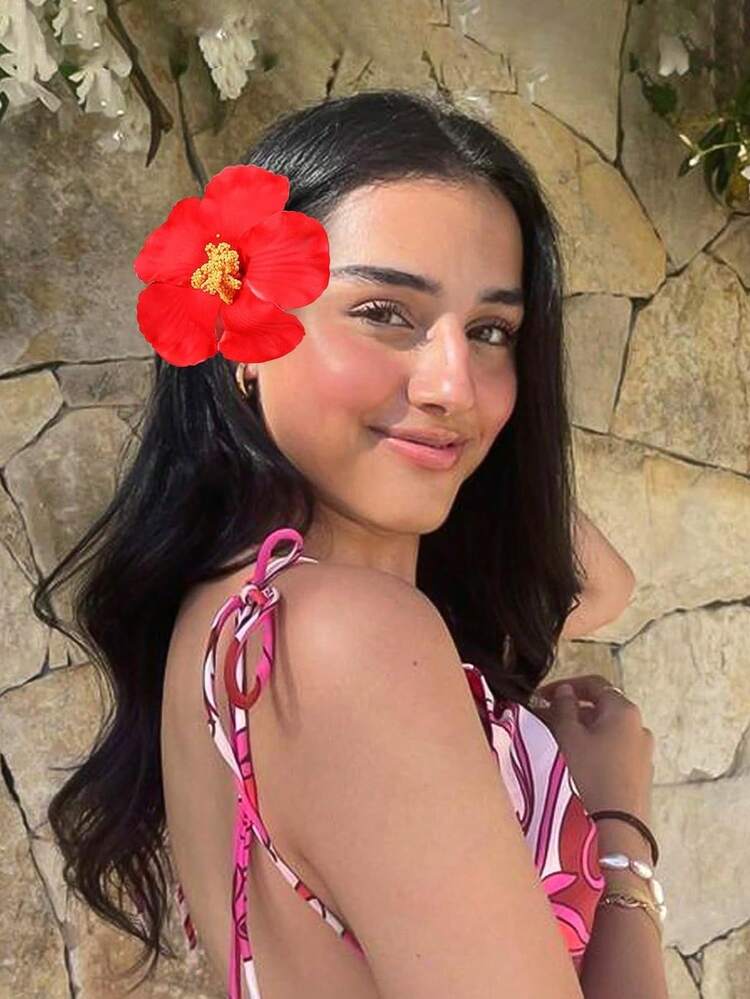 2/4Pcs Plumeria Flower Hair Clips, Artificial Hawaiian Tropical Flower Hair Claw Clips, Cute Floral Hair Pins For Women Girls, Perfect For Beach Party, Wedding, Summer Festival, Tropical Vacation & Daily Wear - Multicolor - View 4