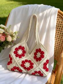 新款极简单肩草编包，时尚百搭 - 白色 - 查看 1