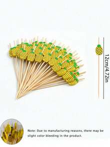 100/50/10件/套菠萝串 - 带菠萝顶，夏季热带派对用品，夏威夷套装 - 适用于水果、寿司、饮品、海滩、派对、夏威夷风情、热带主题、主题派对用品、夏威夷海滩节派对用品 - 鳳梨 - 查看 5