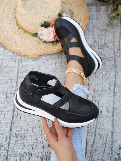 2026 New Women's Thick Sole Casual Sports Sandals, Comfortable & Fashionable, Hollow-Out Design, Suitable For Daily Wear, Elegant Ladies Shoes
