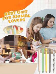 13pcs Erasable Cute Animal Shaped Neutral Pens, Includes Lion, Rabbit And Tiger Patterns, With Erasers, Smooth Writing, Suitable For Students To Practice, Take Notes And Exams - Sets - View 6