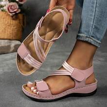 Orthopedic Wedge Sandals Women 2026 Wide Width Platform Sandals With Arch Support Ankle Strap Casual Summer Open Toe Hollow Out Comfortable Vacation Shoes - 粉色 - 查看 2