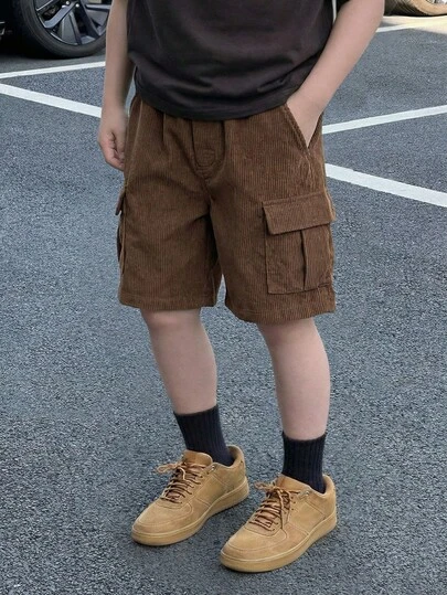 1pc Boys/Teens Casual Retro Versatile Minimalist Comfortable Straight Leg Bermuda Shorts, Suitable For Outdoor, Home, Daily Wear