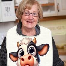 1 Lindo patrón de vaca de helado de lino para el cuello, cuello personalizado impreso, para el hogar y el trabajo, anti suciedad y resistente al agua, de larga duración y resistente - A - Ver 2