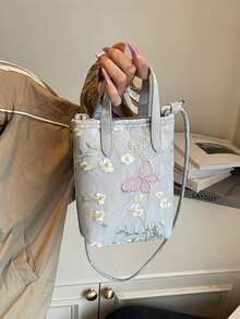 2026 Summer New Chinese Embroidery Bow Mini Shoulder Bag, Minimalist Small Square Crossbody Bag For Women - Silver - View 5