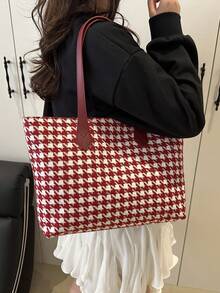 Túi xách họa tiết răng cưa mới năm 2026, túi đeo vai đa năng với thiết kế tối giản tinh tế, phù hợp cho mùa thu. - Đỏ - Xem 2