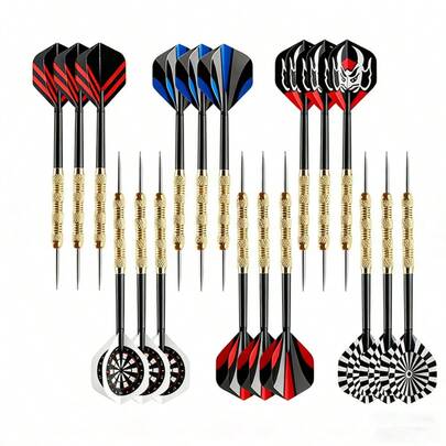 Easytoday 18pcs New Darts Set, Leisure Darts Game, Improve Accuracy, Suitable For Entertainment, Training And Competition