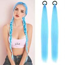 Bộ 2 dây buộc tóc đuôi ngựa màu tím - Dây buộc tóc bện dài 26 inch có chun, thích hợp cho cosplay, tiệc tùng, lễ hội, đám cưới và sử dụng hàng ngày. - Nhiều màu - Xem 15