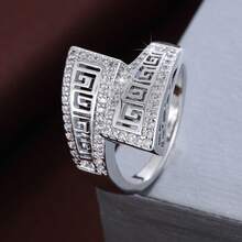 1pc Fashionable Geometric Hollow Cone Criss-Cross Design Cubic Zirconia Inlaid Women's Ring - Multicolor - View 16