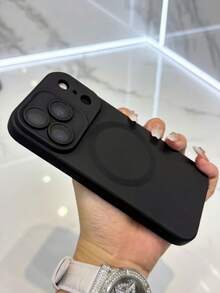 1个黑色时尚磁吸磨砂软手机壳，兼容 17/17e、Apple Air 16/15/14 Plus/13/12/11 Pro Max，玻璃镜片，支持无线充电保护套 - 黑色 - 查看 5