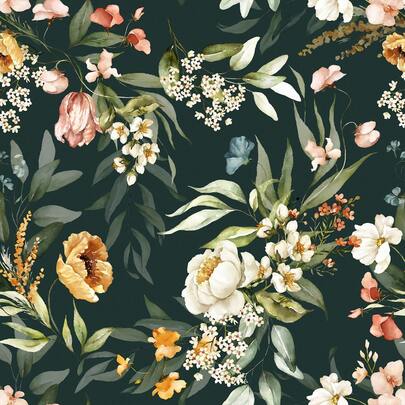 Papel tapiz floral oscuro vintage - Botánico autoadhesivo, vinilo impermeable, fácil de aplicar y retirar, papel de contacto apto para inquilinos, pulgadas - Perfecto para decoración de dormitorio, sala de estar, cocina, papel tapiz adhesivo para dormitorio
