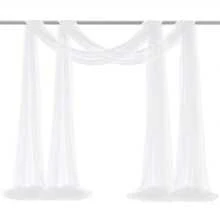 28in X 19ft Wedding Arch Decor Fabric, Chiffon Sheer Curtain, 2pcs White Voile Drapes For Wedding Ceremony Decor, Birthday Party Ceiling Backdrop - View 11