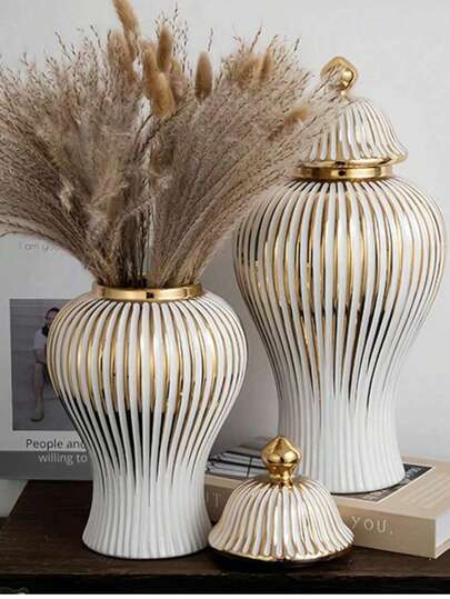 1 pieza Jarrón universal de estilo europeo de lujo, de cerámica, adecuado para la sala de estar del hogar, la entrada, la decoración de mesa de hotel, jarrón de flores de arte, se puede usar para arreglos florales, decoración minimalista de la sala de exposiciones, decoración del hogar, jarrón, centro de mesa, decoración de mesa, regalo del Día de San Valentín